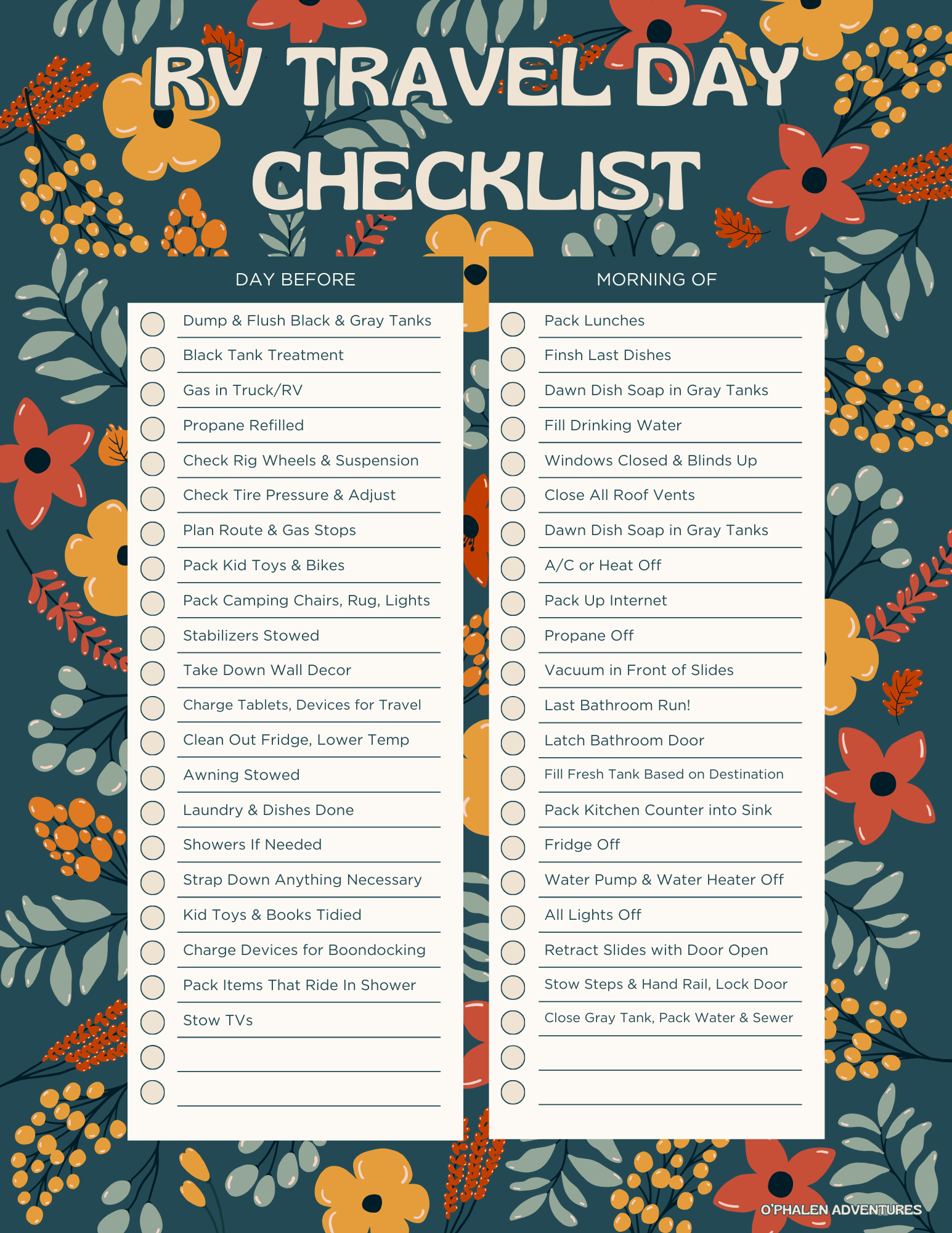 RV Checklist for Travel: Grab This Adorable Printable!
