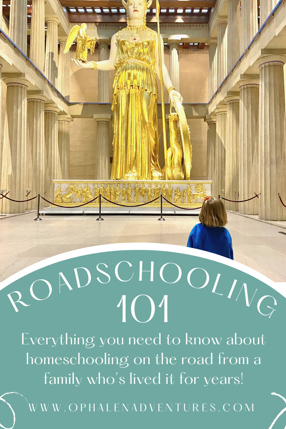 Roadschooling 101, image of a kid looking up at a Greek temple | O'Phalen Adventures